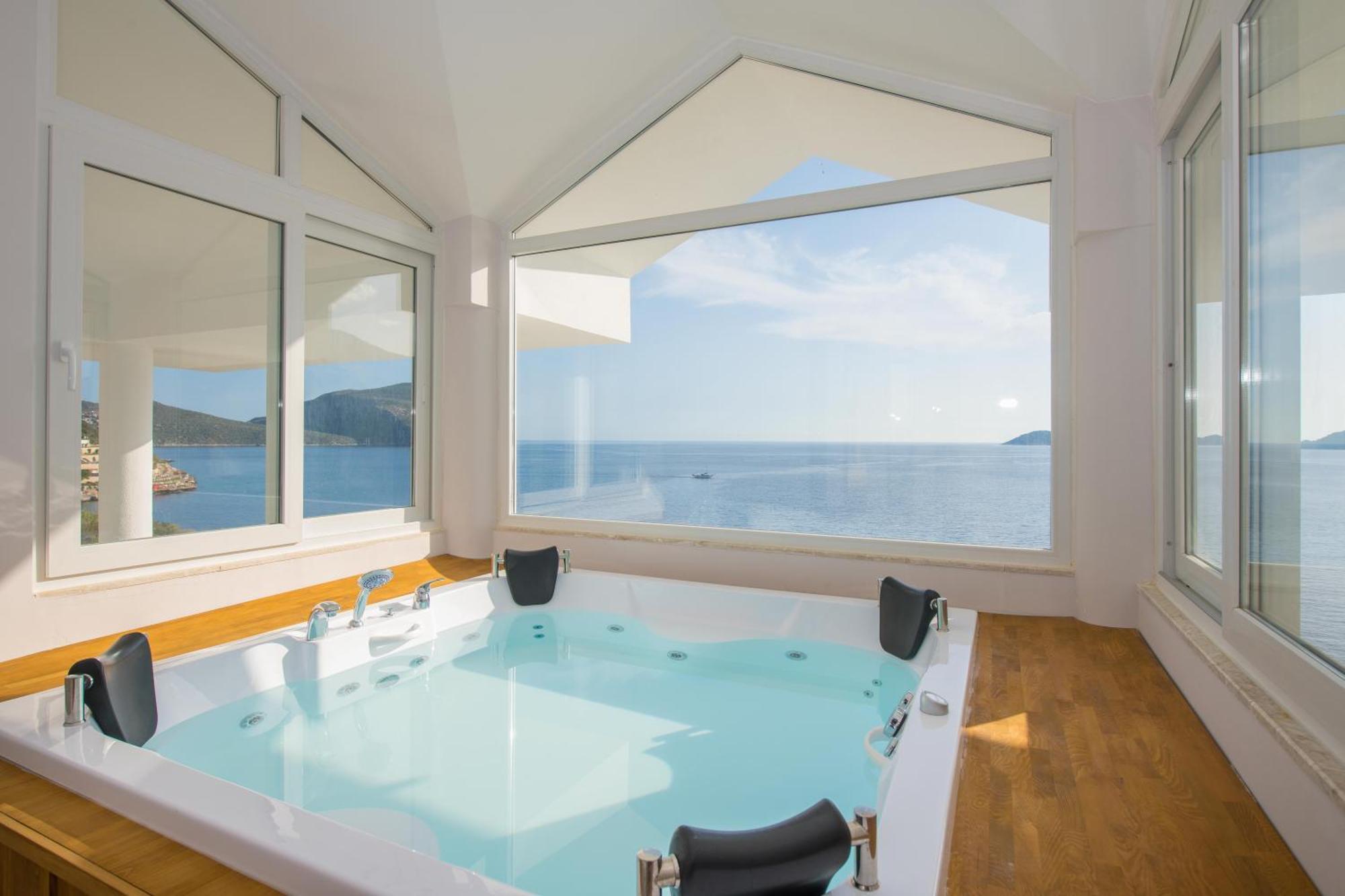Beachfront White Villa With Private Swimming Pool Kalkan Kültér fotó