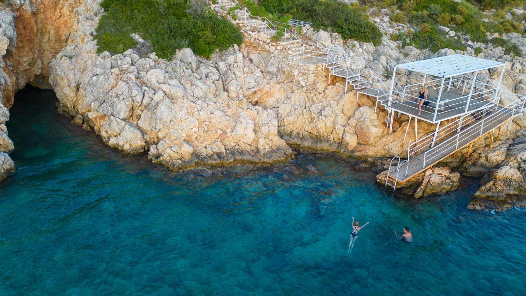 Beachfront White Villa With Private Swimming Pool Kalkan Kültér fotó